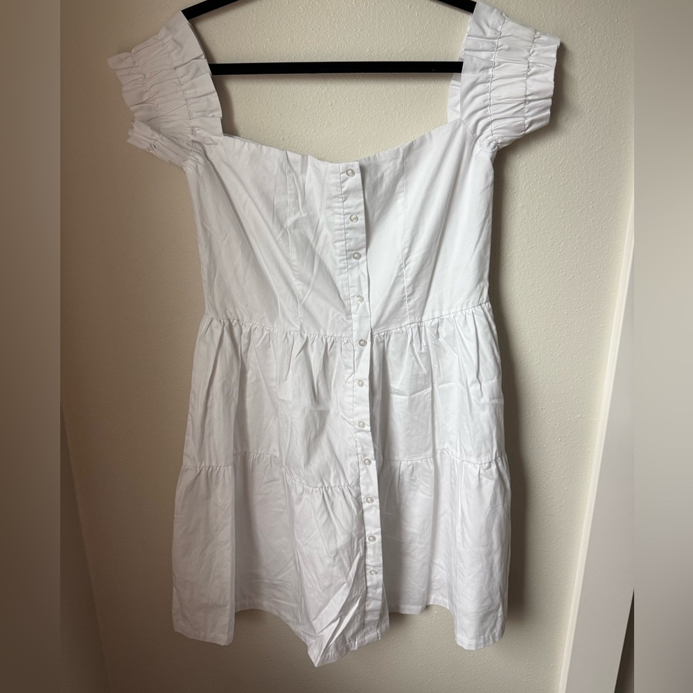 Nordstrom White Button-Front Off-Shoulder Dress Top